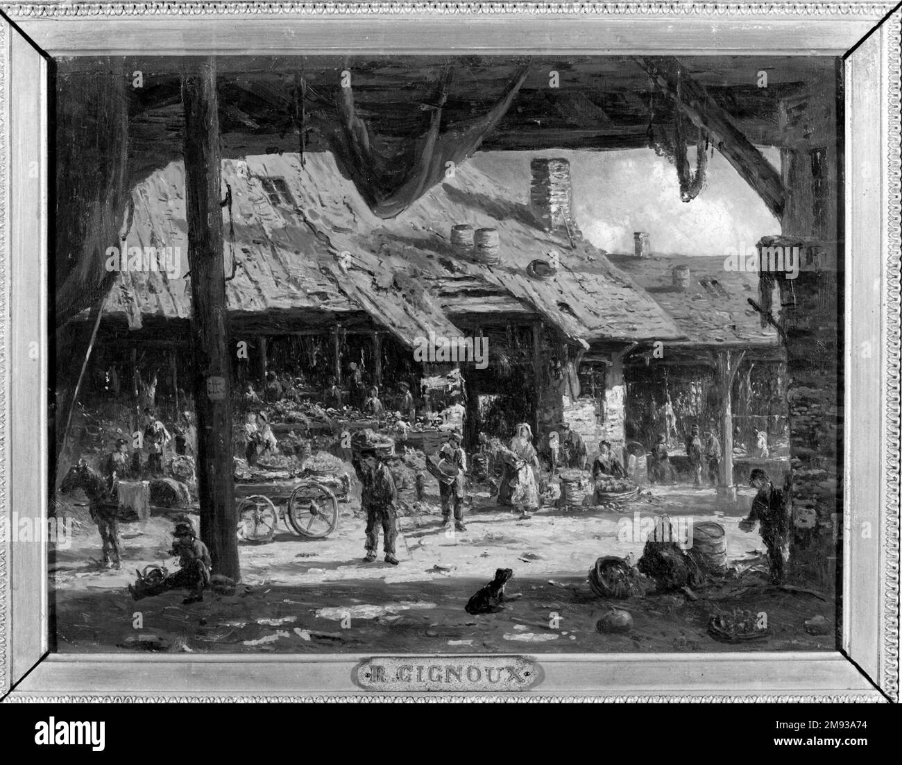 Marktszene Régis Francois Gignoux (Französisch, aktive USA, 1816-1882). , Ca. 1862. Öl auf Leinwand, 12 1/16 x 16 1/16 Zoll (30,6 x 40,8 cm). Amerikanische Kunst ca. 1862 Stockfoto