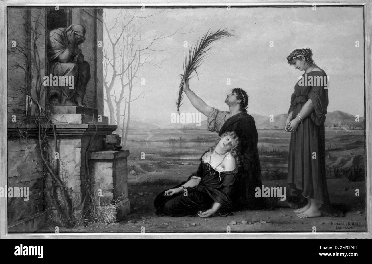 Das Gebet in der Zeit des Fiebers (Prière à la fièvre) Louis-Héctor Leroux (Französisch, 1829-1900). , 1870. Öl auf Segeltuch, 25 15/16 x 40 3/4 Zoll (65,9 x 103,5 cm). Europäische Art. 1870 Stockfoto