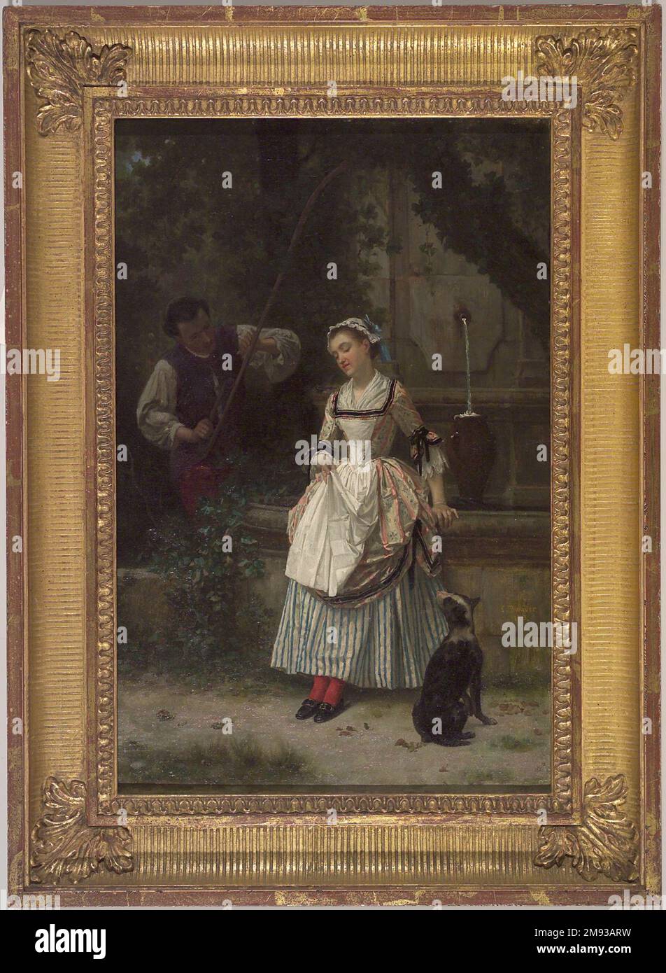 Am Brunnen Louis-Marie Baader (Französisch, 1828-ca. L 331 vom 15.12.2010 1919 , 1873. Öl auf Segeltuch, 16 7/16 x 11 13/16 Zoll (41,8 x 30,1 cm). Europäische Art. 1873 Stockfoto