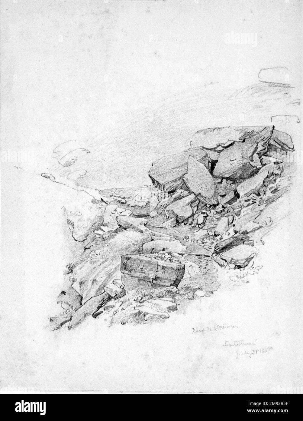 Rocks William Trost Richards (Amerikanisch, 1833-1905). Rocks, 31. Juli 1867. Graphit auf cremefarbenem Papier, Blatt: 11 5/8 x 9 1/8 Zoll (29,5 x 23,2 cm). American Art 31. Juli 1867 Stockfoto