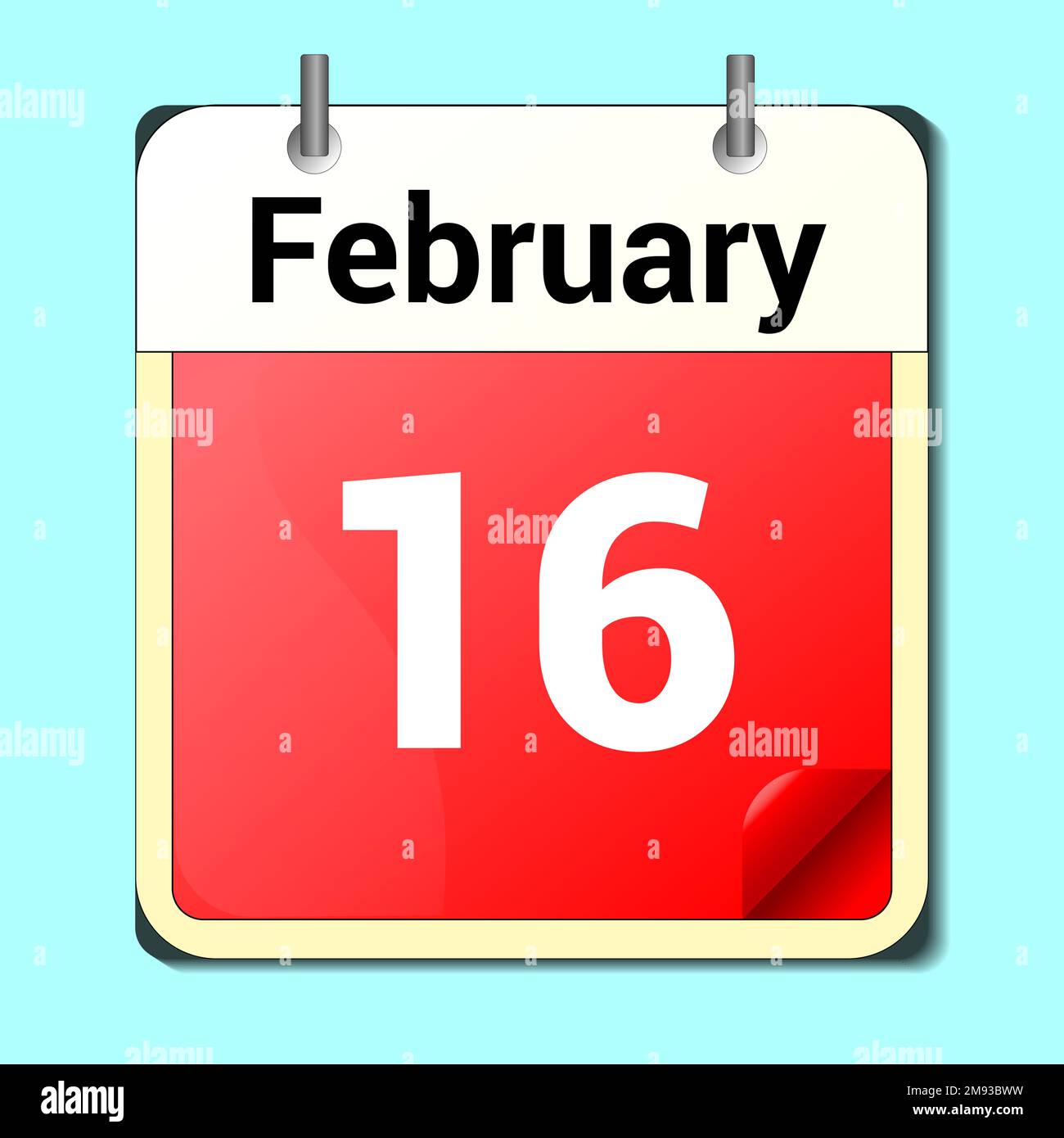 Tag im Kalender, Vektorbildformat, Februar 16. Stock Vektor