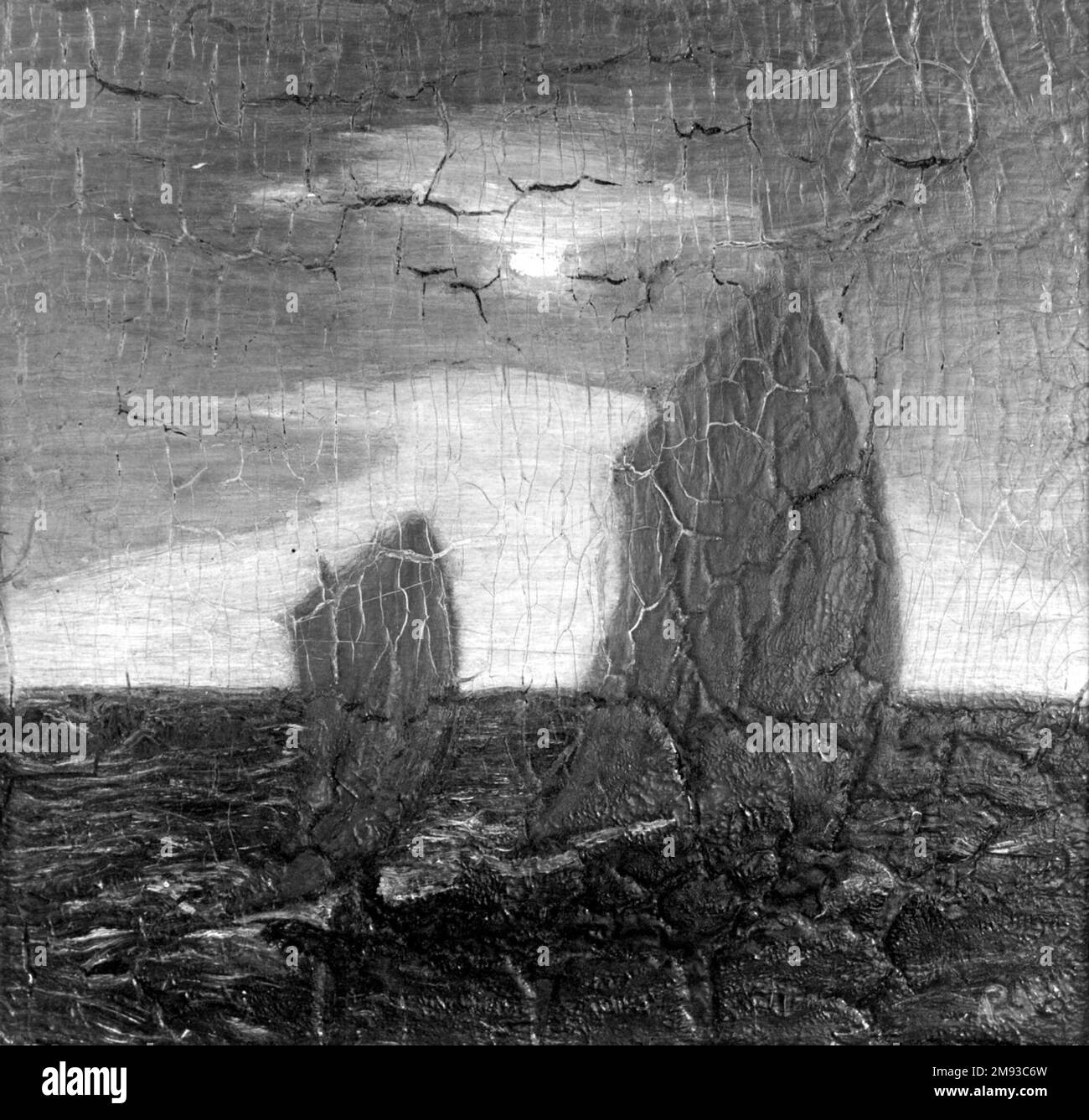 Marine, Moonlight Albert Pinkham Ryder (Amerikanisch, 1847-1917). , 1890er. Öl auf Platte, 11 3/8 x 12 1/16 Zoll (28,9 x 30,6 cm). Amerikanische Kunst 1890er Stockfoto