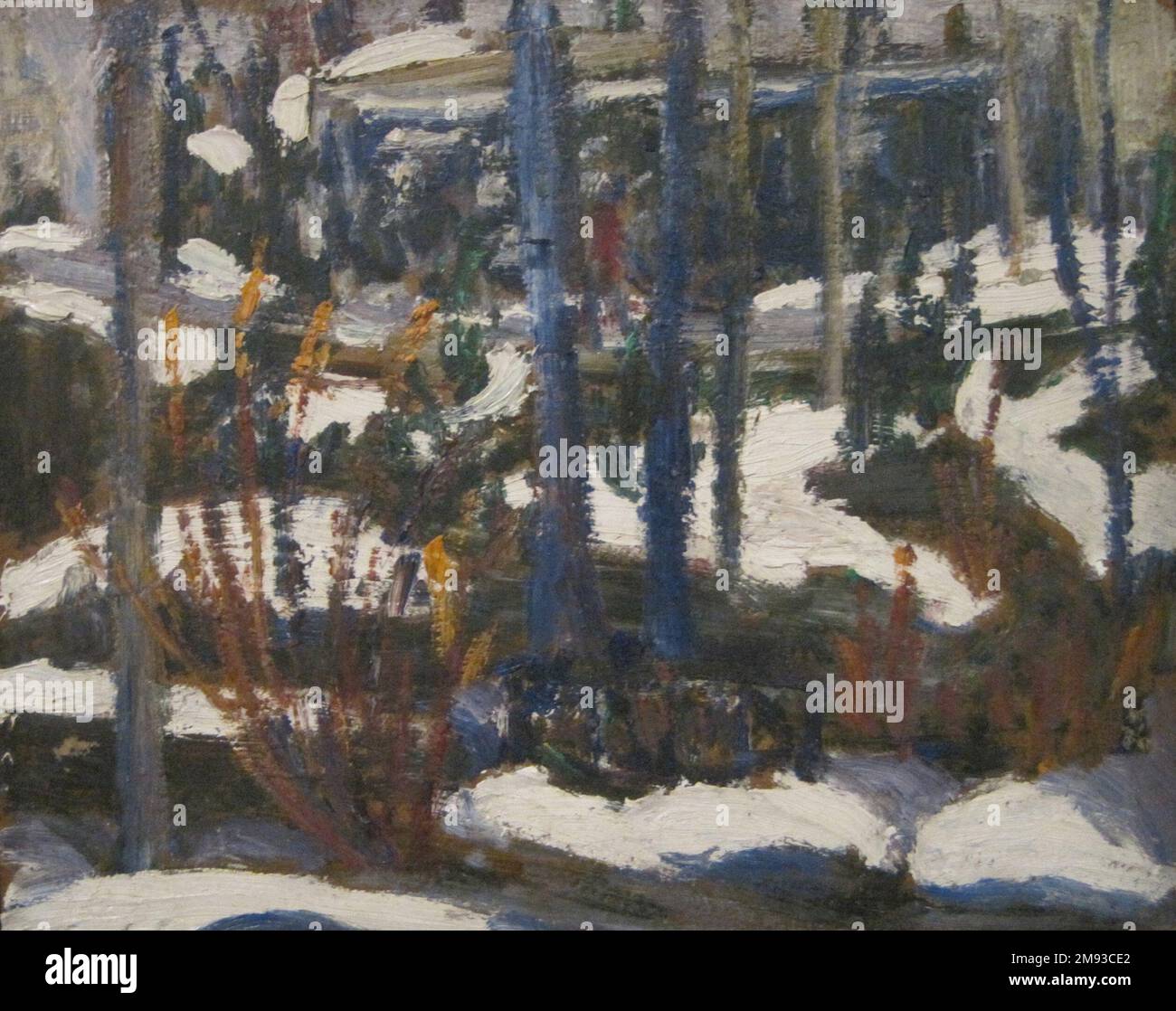 Winter Wood Scene Dorothea A. Dreier (amerikanisch, 1870-1923). Winterszene Holz, vor 1923 Uhr. Öl auf Pappe, auf Faserplatte montiert, 7 7/8 x 9 3/4 Zoll (20 x 24,8 cm). American Art vor 1923 Stockfoto