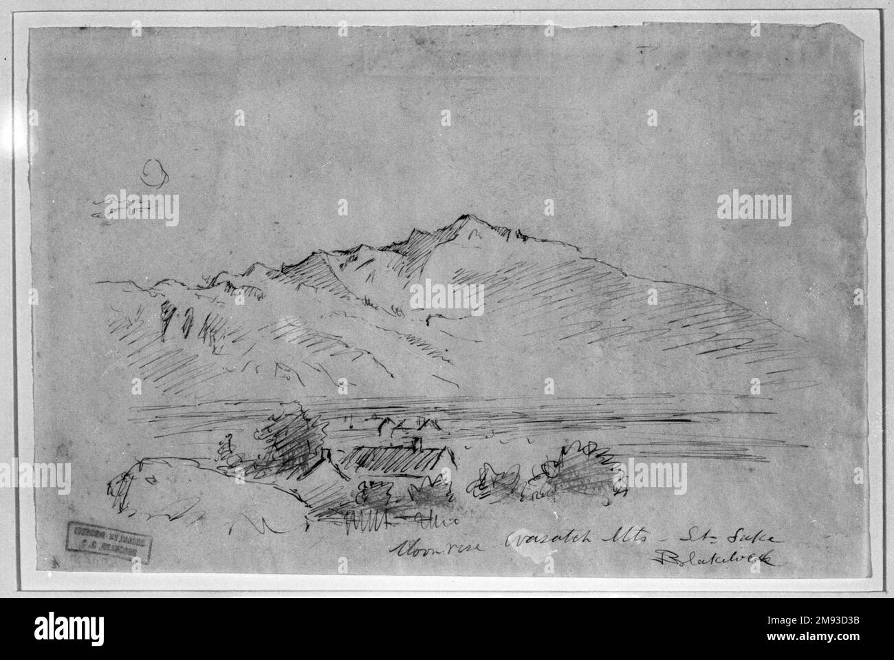 Mondaufgang, Wasateh Mts. St. Lake Ralph Albert Blakelock (Amerikanisch, 1847-1919). , Ca. 1869-1871. Stift- und Sepia-Tinte auf dünnem Papier, Blatt: 5 5/16 x 8 1/16 Zoll (13,5 x 20,5 cm). Amerikanische Kunst ca. 1869-1871 Stockfoto