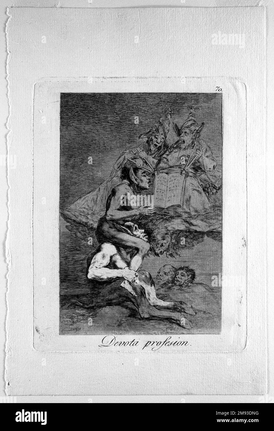Devota Profesion Francisco de Goya y Lucientes (Spanisch, 1746-1828). Devota Profesion, 1797-1798. Ätzen und Aquatint auf Laienpapier, Blatt: 11 7/8 x 8 cm (30,2 x 20,3 cm). Europäische Art. 1797-1798 Stockfoto
