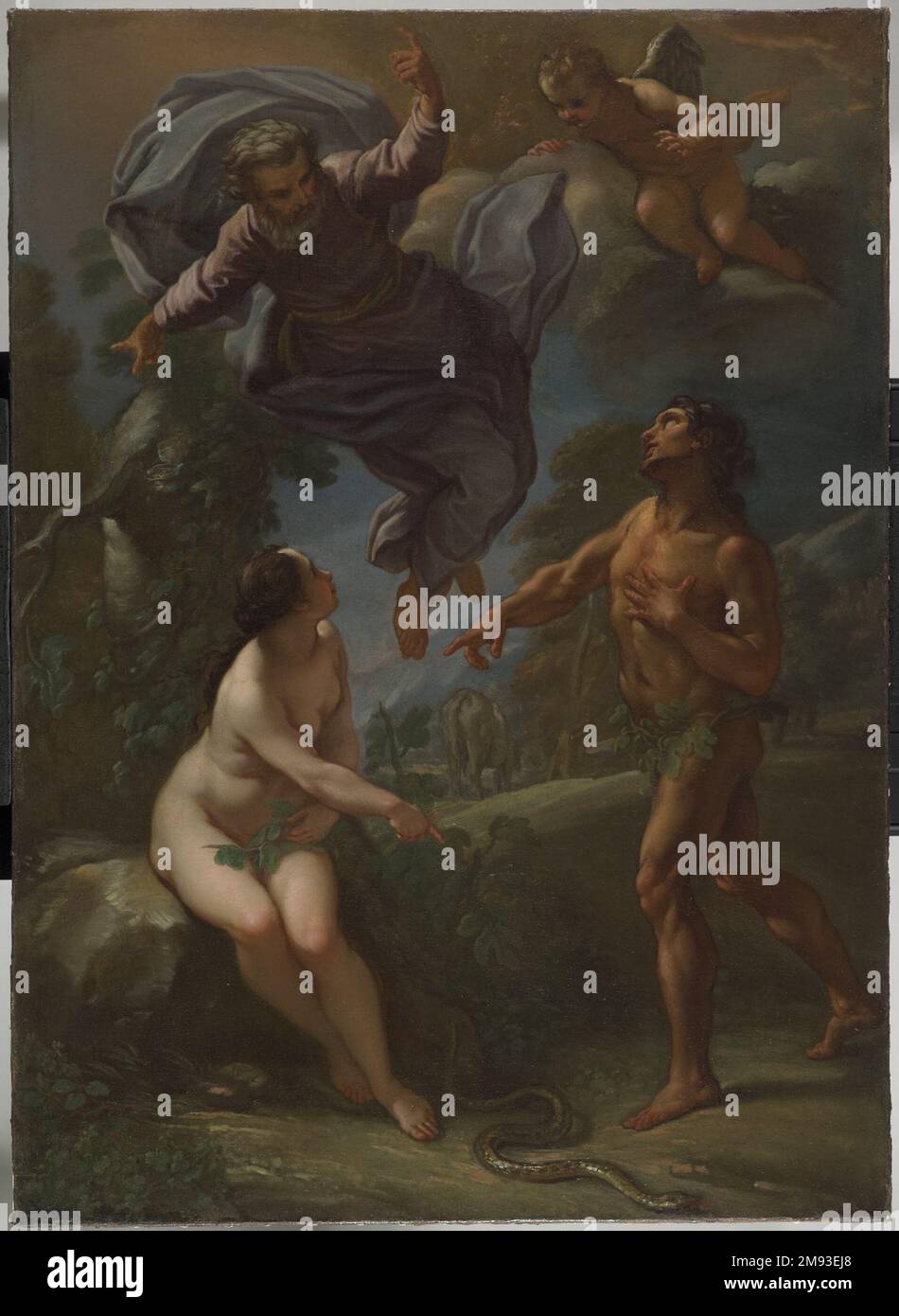 The Expulsion from Paradise Benedetto Luti (Italienisch, Römisch, 1666-1724). , Ca. 1706. Öl auf Leinwand, 53 7/8 x 38 3/4 Zoll (136,8 x 98,4 cm). Europäische Kunst ca. 1706 Stockfoto