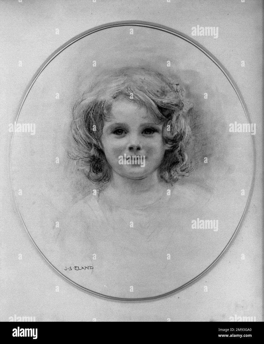 Porträt eines Kindes John Shenton Eland (Britisch, 1872-1933). Pastellfarben, 17 x 15 cm (43,2 x 38,1 cm). Europäische Kunst Stockfoto