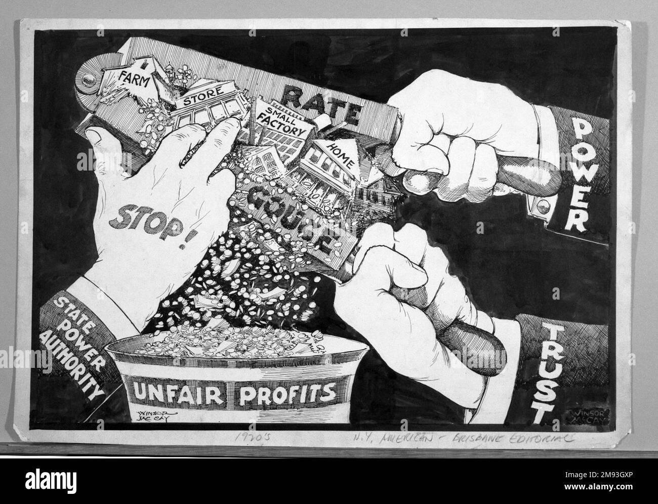 Zeichentrickfilm für New York. American Winsor McCay (amerikanisch, 1868-1934). Zeichentrickfilm für New York. Amerikanisch, n. d. Tinte und Graphit an Bord, Blatt: 11 7/8 x 17 1/8 Zoll (30,2 x 43,5 cm). American Art n.d. Stockfoto