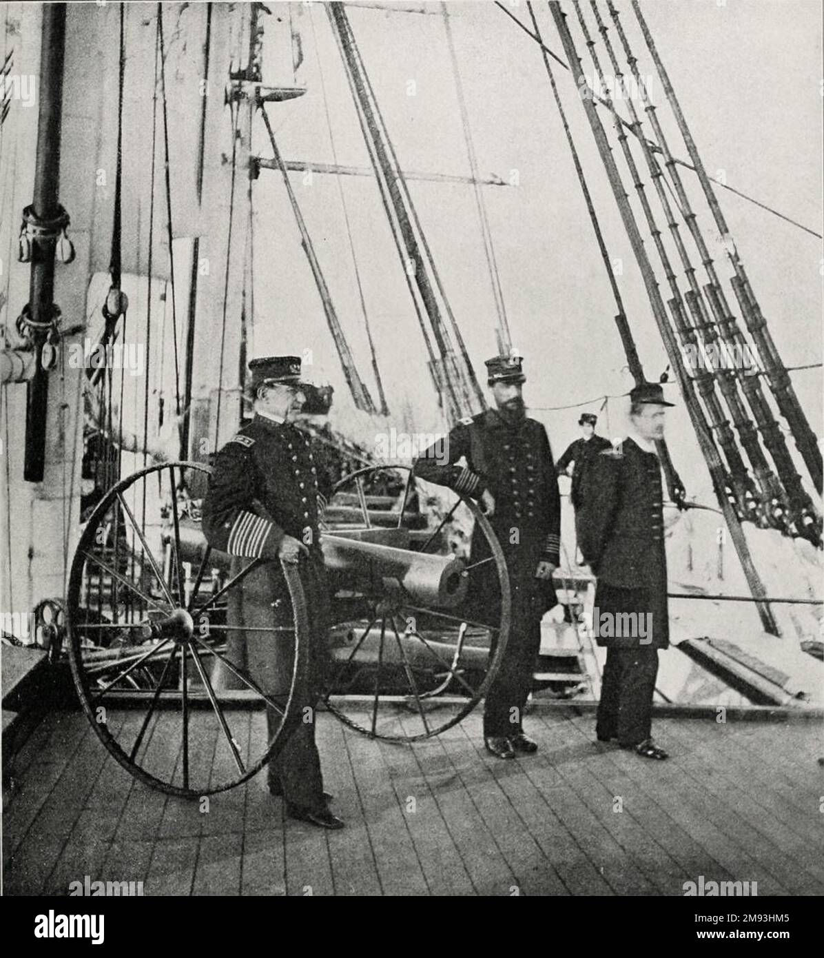 Admiral David Glasgow Farragut (links), der während des Amerikanischen Bürgerkriegs an Bord der USS Hartford als Flaggenoffizier und Vizeadmiral der US-Marine tätig war Stockfoto