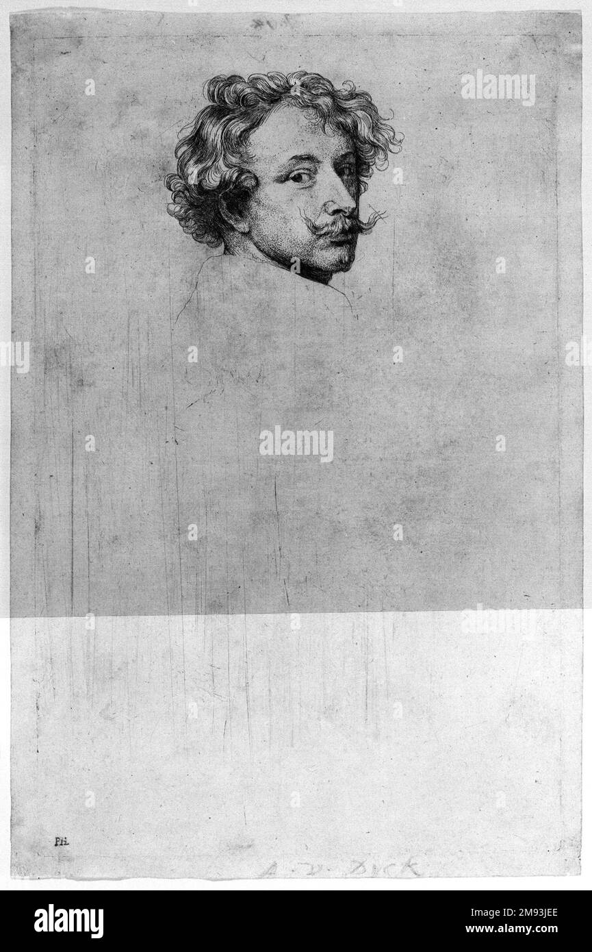 Selbstporträt Sir Anthony van Dyck (Flämisch, 1599-1641). Selbstporträt. Ätzen, 9 5/8 x 6 3/16 Zoll (24,5 x 15,7 cm). Europäische Kunst Stockfoto