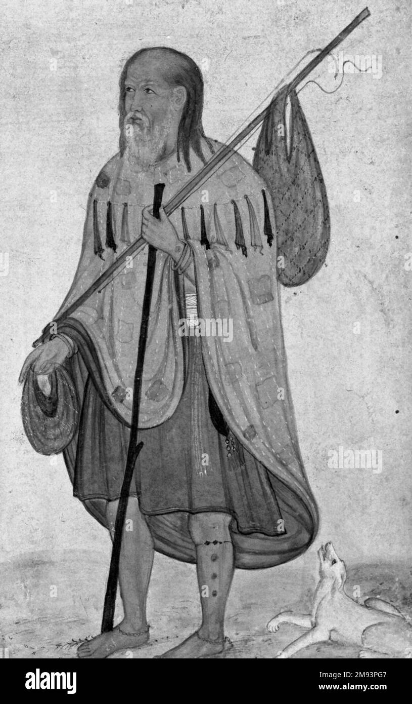 Heiliger Mann Mendicant Heiliger Mann, 17. Jahrhundert. Lackierung, 19 1/8 x 14 7/8 Zoll (48,5 x 37,8 cm). Asiatische Kunst im 17. Jahrhundert Stockfoto