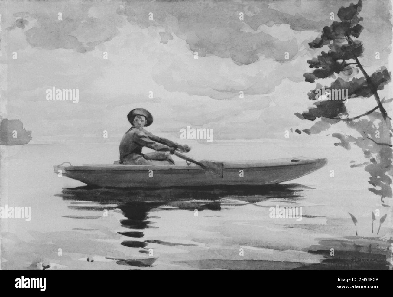 The Boatman Winslow Homer (Amerikanisch, 1836-1910). Der Bootsmann, 1891. Aquarell mit Unterstrich aus Graphit-Bleistift auf dickem, strukturiertem gewebtem Papier, 13 15/16 x 20 cm (35,4 x 50,8 cm). Amerikanische Kunst 1891 Stockfoto