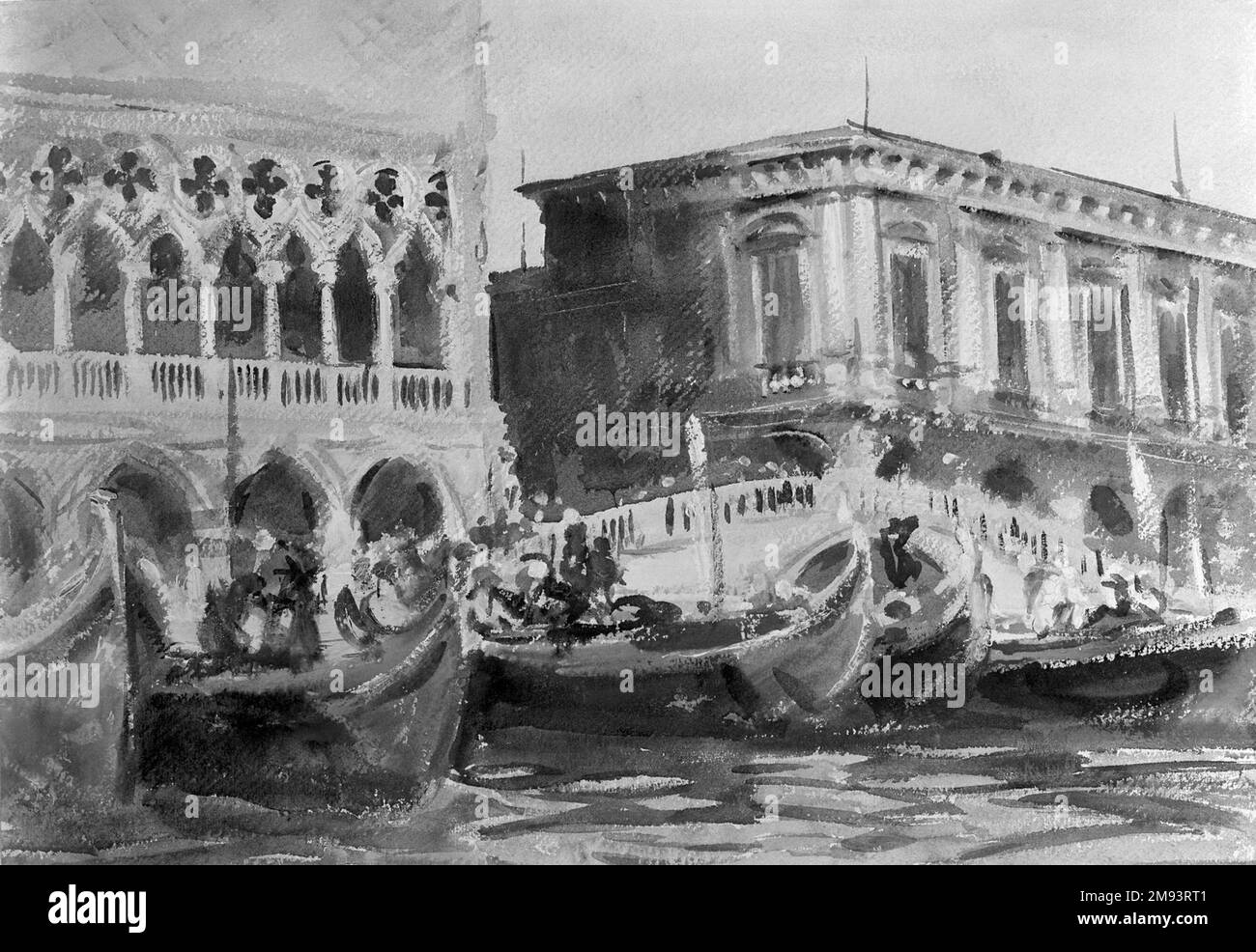 La Riva John Singer Sargent (Amerikaner, geboren in Italien, 1856-1925). La Riva, ca. 1903-1904. Lichtundurchlässige und lichtdurchlässige Aquarelle mit Graphitunterzeichnung, 14 x 20 1/16 Zoll (35,6 x 50,9 cm). Amerikanische Kunst ca. 1903-1904 Stockfoto