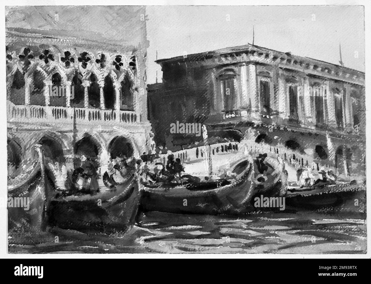 La Riva John Singer Sargent (Amerikaner, geboren in Italien, 1856-1925). La Riva, ca. 1903-1904. Lichtundurchlässige und lichtdurchlässige Aquarelle mit Graphitunterzeichnung, 14 x 20 1/16 Zoll (35,6 x 50,9 cm). Amerikanische Kunst ca. 1903-1904 Stockfoto