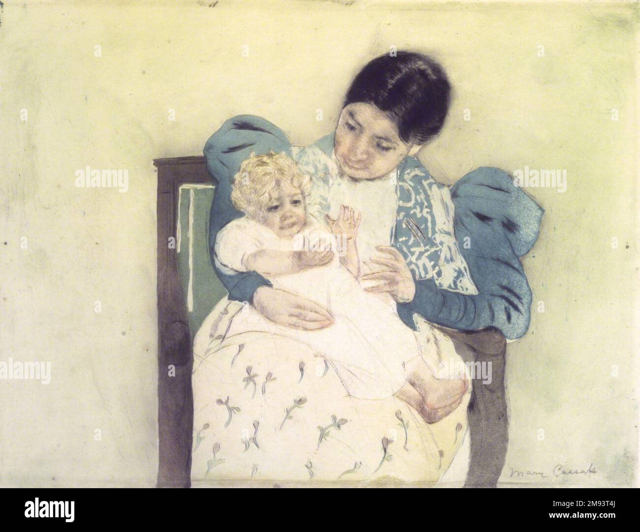 The Barefooted Child Mary Cassatt (Amerikanisch, 1844-1926). , Ca. 1896-1897. Farbdruck mit Trockenpunkt und Aquatint auf cremefarbenem, mitteldickem, mäßig strukturiertem Laienpapier, Blatt: 13 1/8 x 16 15/16 cm (33,3 x 43 cm). Amerikanische Kunst ca. 1896-1897 Stockfoto