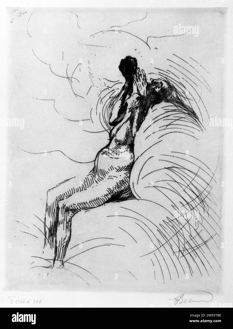 Die Apotheose (L'Apothéose) Albert Besnard (Französisch, 1849-1934). , 1886. Trockenpunkt auf liegendem Papier, 12 3/8 x 9 5/8 Zoll (31,5 x 24,5 cm). Europäische Art. 1886 Stockfoto