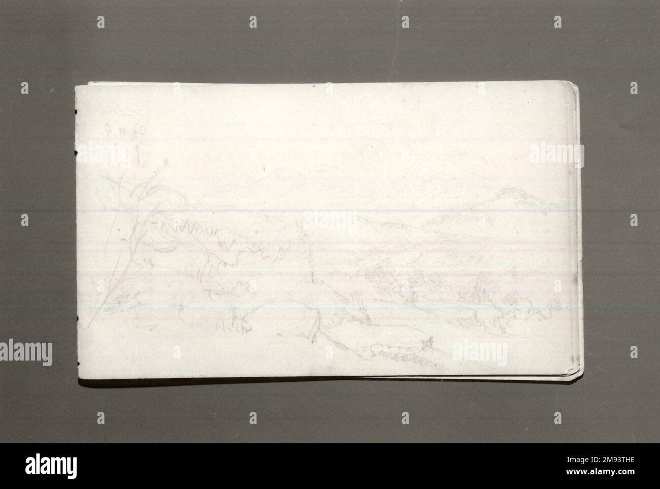 Skizzenbuch, Adirondack Subjects William Trost Richards (Amerikanisch, 1833-1905). Skizzenbuch, Adirondack-Subjekte, 1863. Graphit auf Papier, 4 3/4 x 8 Zoll Amerikanische Kunst 1863 Stockfoto