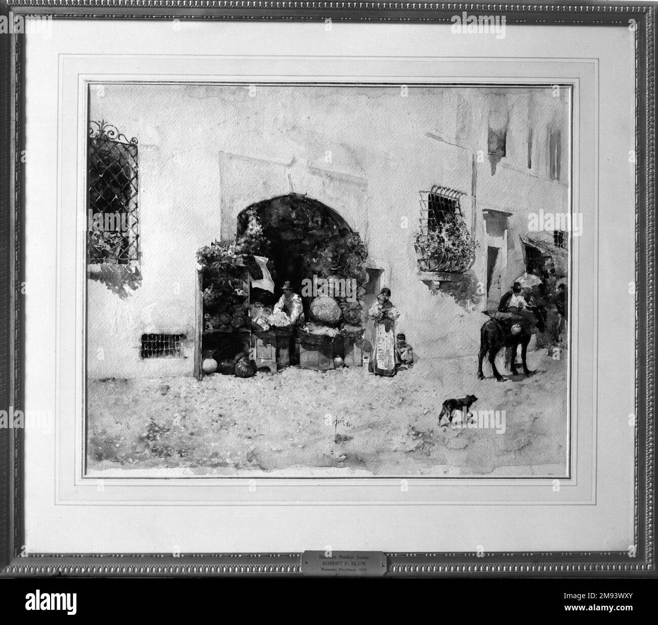Marktszene, Spanien Robert Frederick Blum (Amerikanisch, 1857-1903). Marktszene, Spanien, 1881. Aquarell, 18 1/16 x 21 7/8 Zoll (45,9 x 55,6 cm). Amerikanische Kunst 1881 Stockfoto