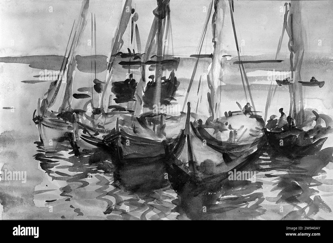Portugiesische Boote John Singer Sargent (Amerikaner, geboren in Italien, 1856-1925). Portugiesische Boote, ca. 1903. Lichtdurchlässige Aquarelle und undurchsichtige Aquarelle mit Graphitunterzeichnung, 12 x 18 1/16 Zoll (30,5 x 45,9 cm). Amerikanische Kunst ca. 1903 Stockfoto