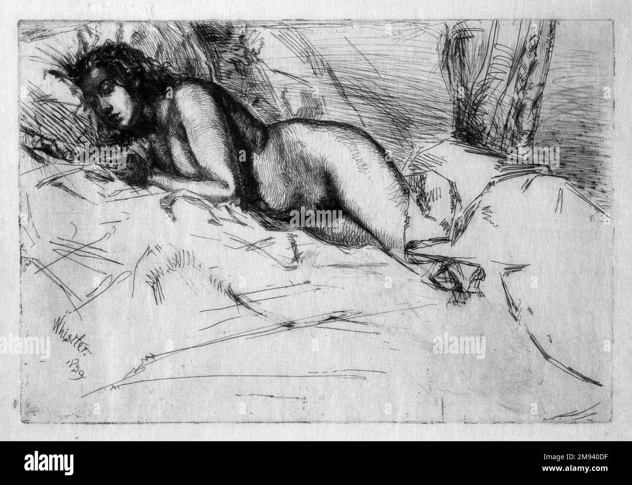 Venus James Abbott McNeill Whistler (amerikanisch, 1834-1903). Venus, 1859. Ätzen, Blatt: 9 11/16 x 12 7/8 Zoll (24,6 x 32,7 cm). Amerikanische Kunst 1859 Stockfoto