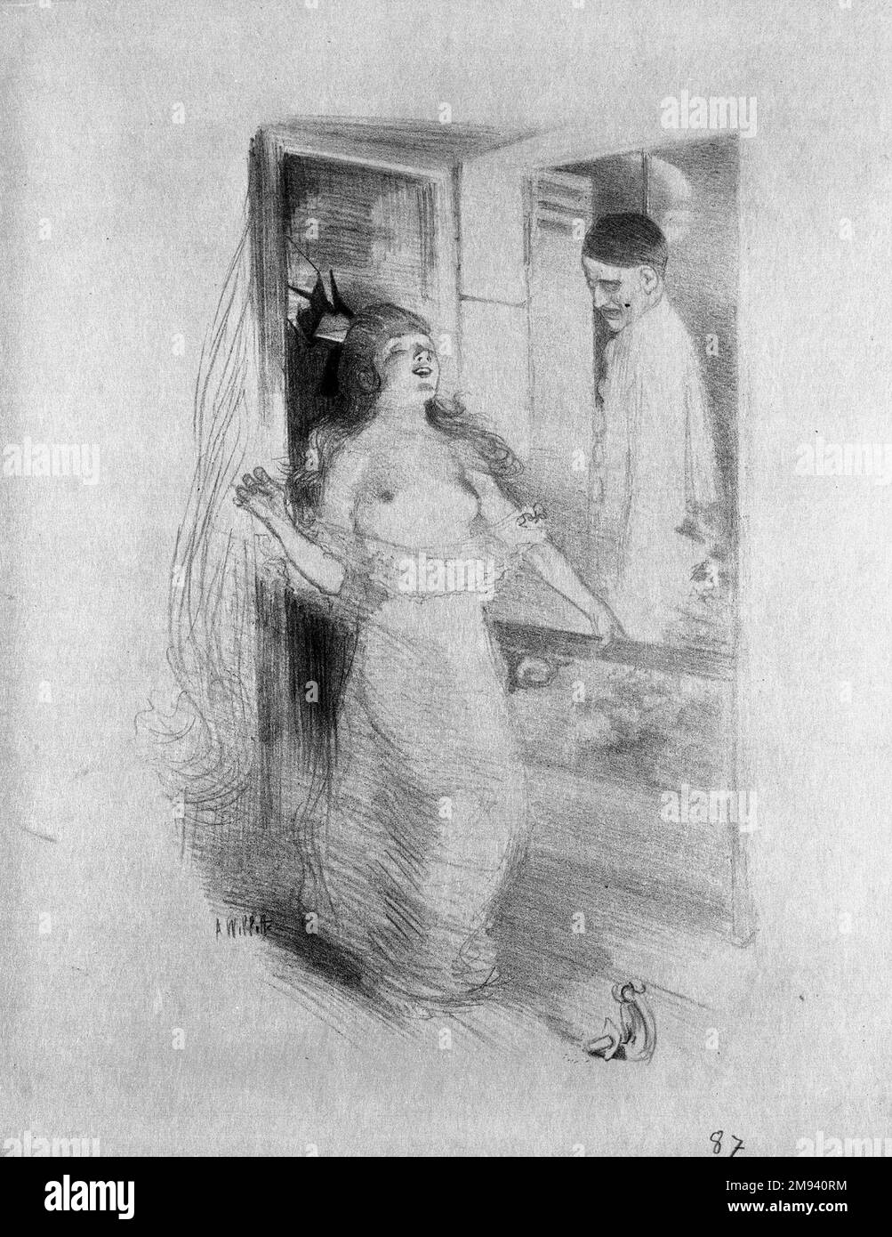 Pierrot Pendu Adolphe Léon Willette (Französisch, 1857-1926). Pierrot Pendu, 1894. Lithograf auf japanischem Papier, Bild: 18 1/2 x 11 3/8 Zoll (47 x 28,9 cm). Europäische Art. 1894 Stockfoto