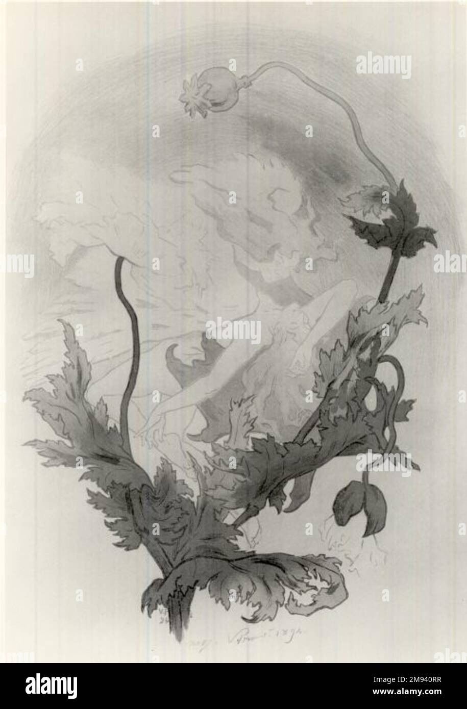L'Opium Victor-Emile Prouvé (Französisch, 1858-1943). L'Opium, 1894. Lithografie auf weißem gewebtem Papier, Bild: 24 1/4 x 16 7/8 Zoll (61,6 x 42,9 cm). Europäische Art. 1894 Stockfoto