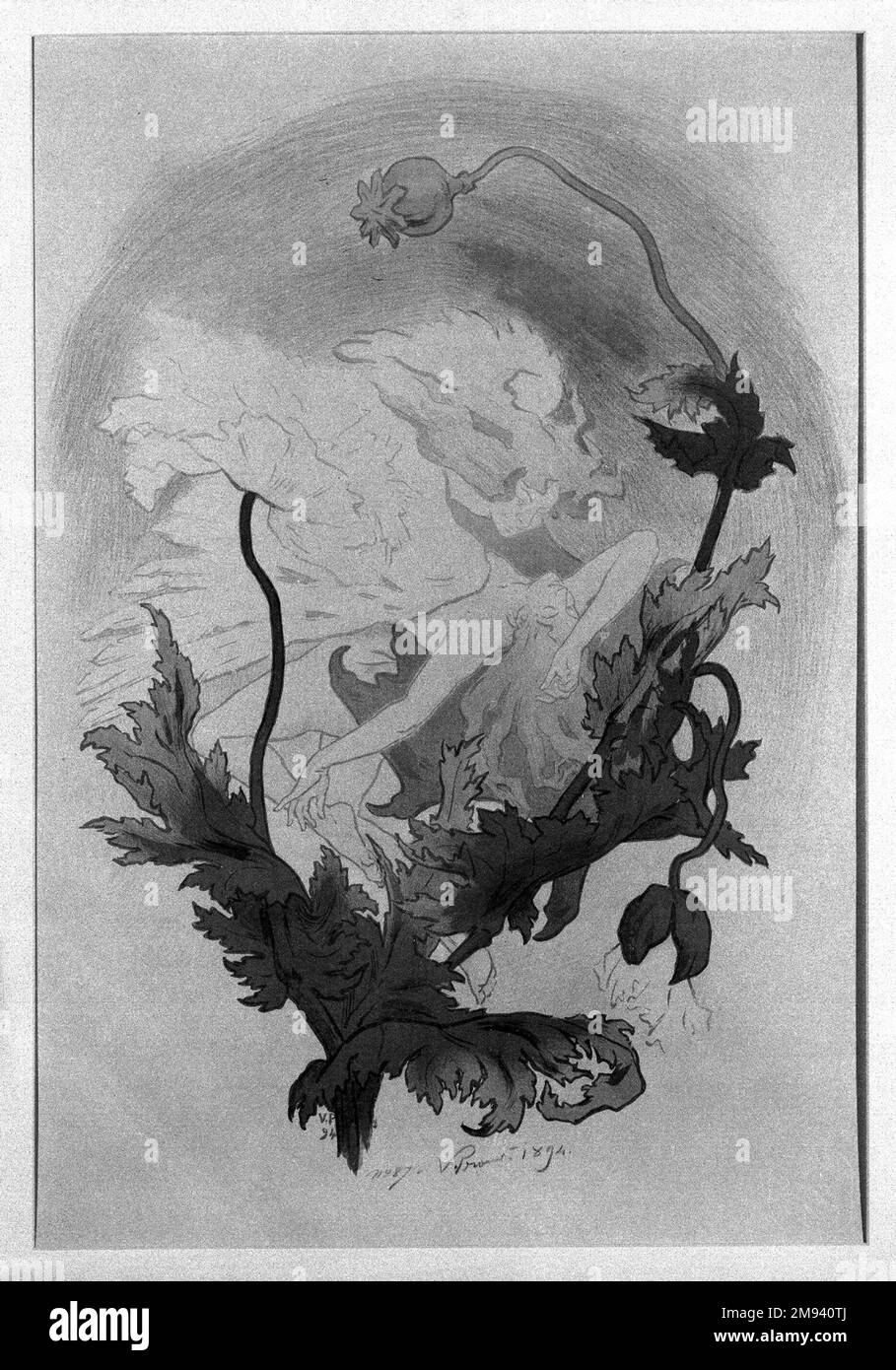 L'Opium Victor-Emile Prouvé (Französisch, 1858-1943). L'Opium, 1894. Lithografie auf weißem gewebtem Papier, Bild: 24 1/4 x 16 7/8 Zoll (61,6 x 42,9 cm). Europäische Art. 1894 Stockfoto