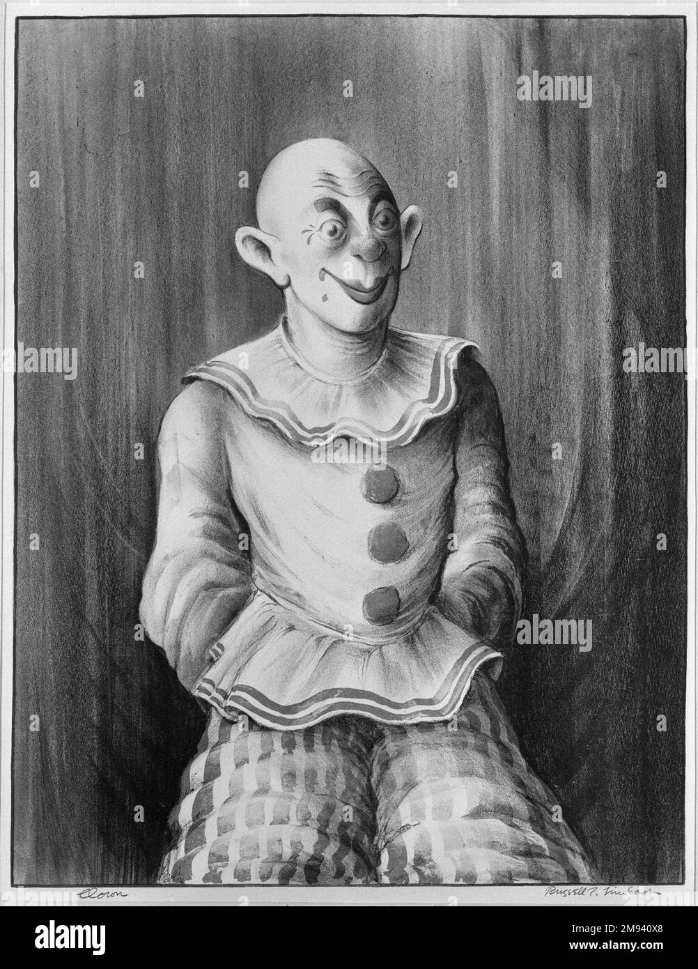 Clown Russell T. Limbach (amerikanisch, 1904-1971). Clown, 1938. Lithograf aus drei Steinen gedruckt: Blau, rot und beige auf gewebtem Papier, 45 5/8 x 35 3/8 Zoll (115,8 x 89,9 cm). Amerikanische Kunst 1938 Stockfoto