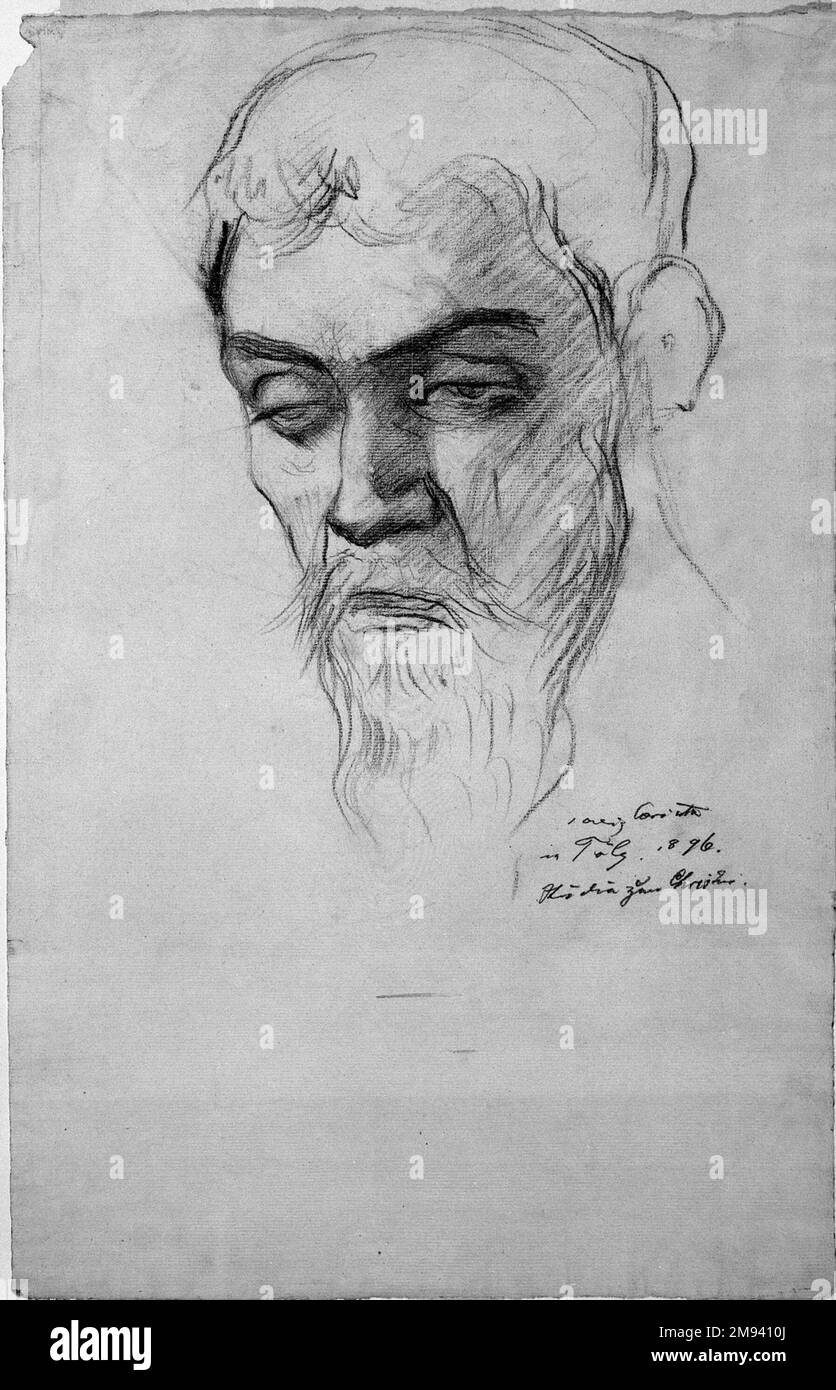 Studie für Christus Lovis Corinth (deutsch, 1858-1925). , 1896. Zeichnen in Holzkohle auf liegendem Papier, Blatt: 18 7/8 x 12 Zoll (48 x 30,5 cm). Europäische Art. 1896 Stockfoto