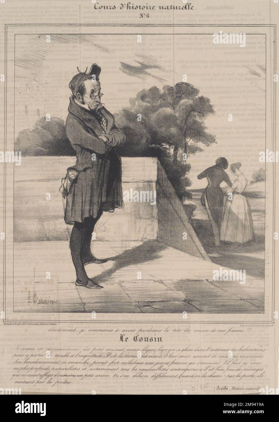 Le Cousin Honoré Daumier (Französisch, 1808-1879). , 7. Dezember 1837. Lithograf auf Zeitungsdruckpapier, Blatt: 9 11/16 x 8 1/4 Zoll (24,6 x 21 cm). European Art 7. Dezember 1837 Stockfoto