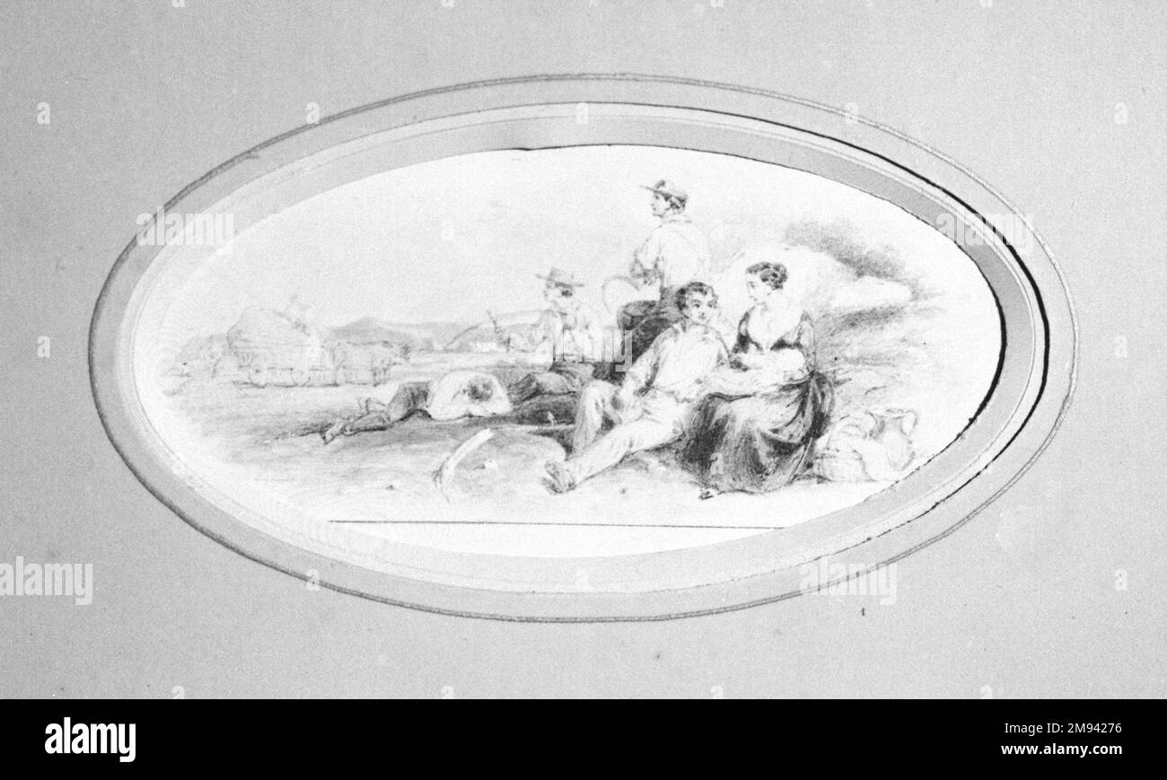 Vignette D American. Vignette D, 1840er-1850er. Aquarell und Graphit, 4 1/2 x 2 5/8 Zoll (11,4 x 6,7 cm). Amerikanische Kunst 1840er-1850er Stockfoto