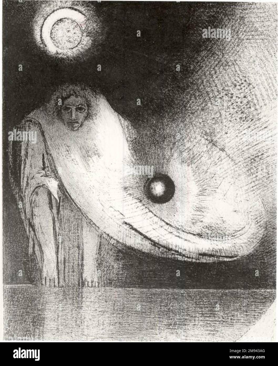 Buddha (Le Buddha) Odilon Redon (Französisch, 1840-1916). Der Buddha (Le Buddha), 1895. Lithograf auf Chinapapier abgelegt, 12 5/16 x 9 3/4 Zoll (31,3 x 24,8 cm). Europäische Art. 1895 Stockfoto