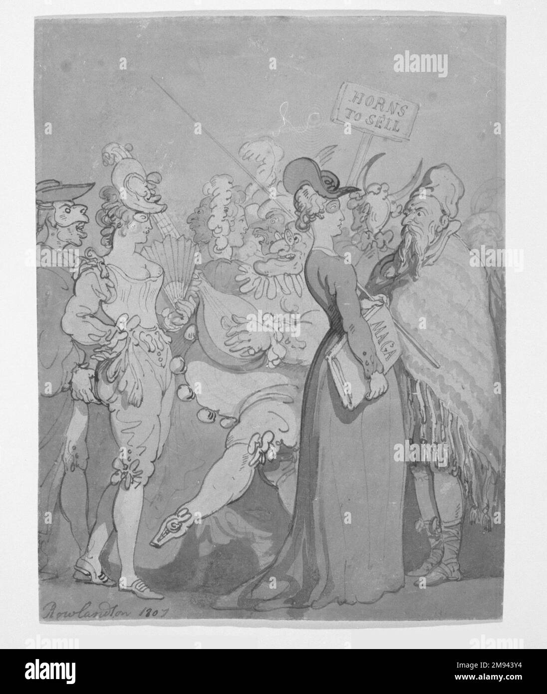 Masquerade Thomas Rowlandson (Britisch, 1756-1827). , 1807. Pinselzeichnung und Aquarell auf gewebtem Papier, 10 3/4 x 8 3/4 Zoll (27,3 x 22,2 cm). Europäische Art. 1807 Stockfoto