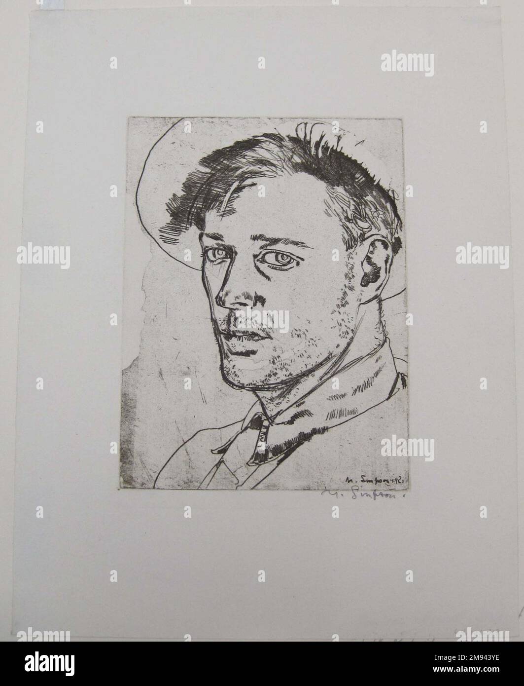 Self Portrait Maxwell Simpson (amerikanisch, geb. 1896). , 1921. Ätzen auf weißem gewebtem Papier, Bild: 8 3/8 x 6 5/16 Zoll (21,2 x 16 cm). Amerikanische Kunst 1921 Stockfoto