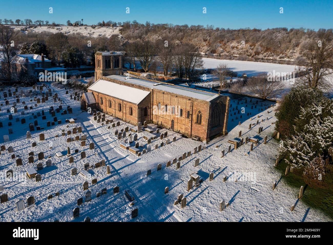 St. Cuthbert's Church, Norham, Northumberland, England, Großbritannien Stockfoto