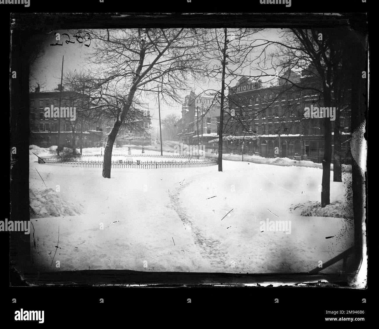 Borough Hall Park, Brooklyn George Bradford Brainerd (Amerikanisch, 1845-1887). Borough Hall Park, Brooklyn, Kalifornien 1872-1887. Trockene Minusplatte ca. 1872-1887 Stockfoto