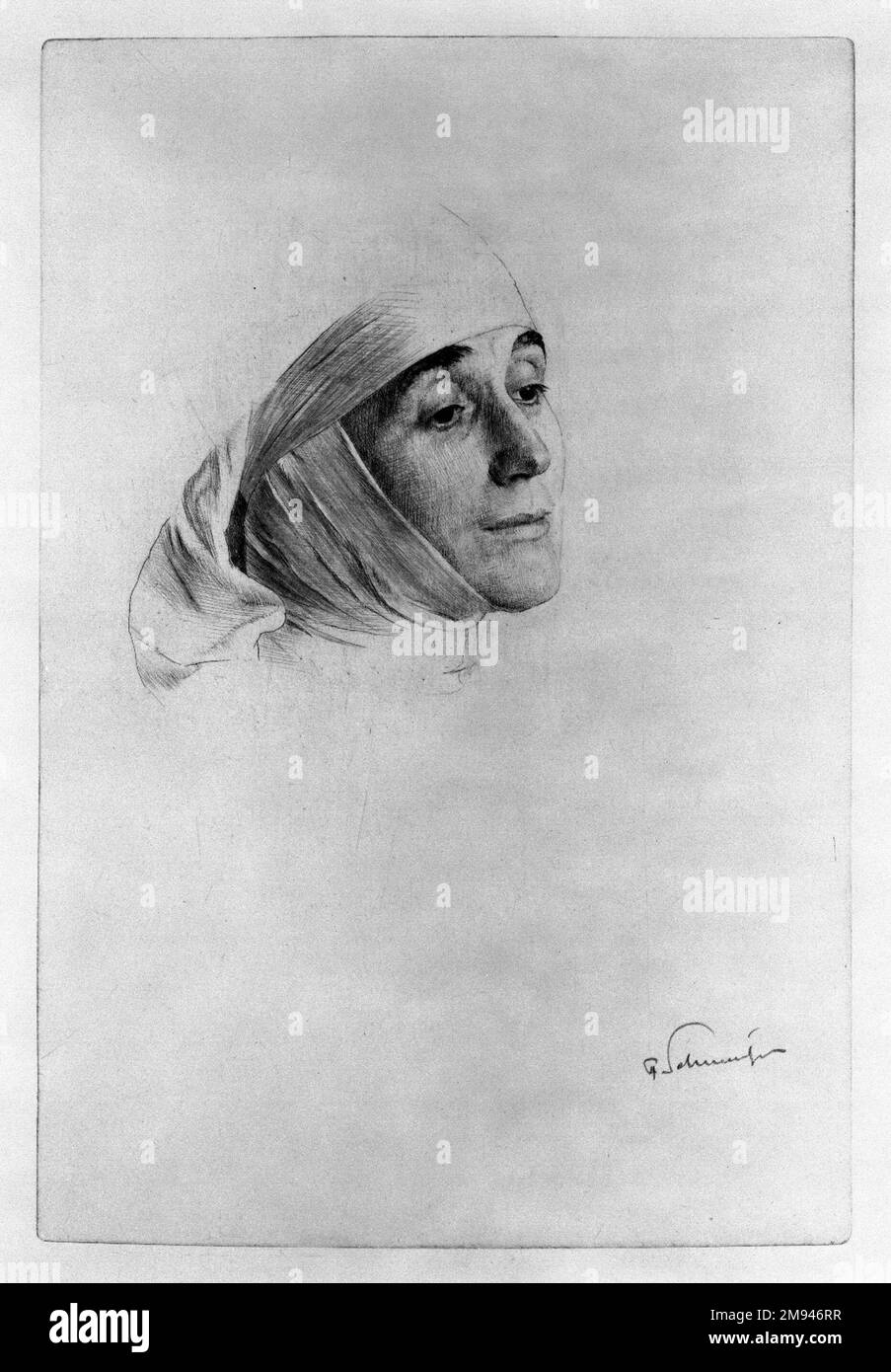 Nun Ferdinand Schmutzer (Osterreichische 1870-1928). Die Nonnen. Drypoint auf gewebtem Papier, 9 13/16 x 6 5/8 Zoll (25 x 16,9 cm). Europäische Kunst Stockfoto