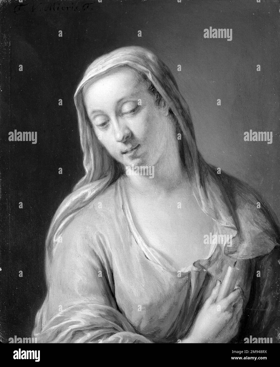 Porträt einer Frau Unbekannt. Öl auf Platte, 6 9/16 x 5 3/8 Zoll (16,7 x 13,7 cm). Europäische Kunst Stockfoto