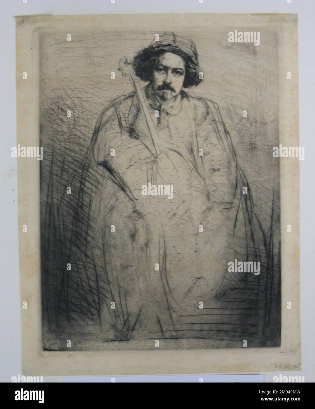 Porträt von Becquet James Abbott McNeill Whistler (amerikanisch, 1834-1903). Ätzen auf Papiertaschenpapier, Bild: 9 7/8 x 7 9/16 Zoll (25,1 x 19,2 cm). Amerikanische Kunst Stockfoto