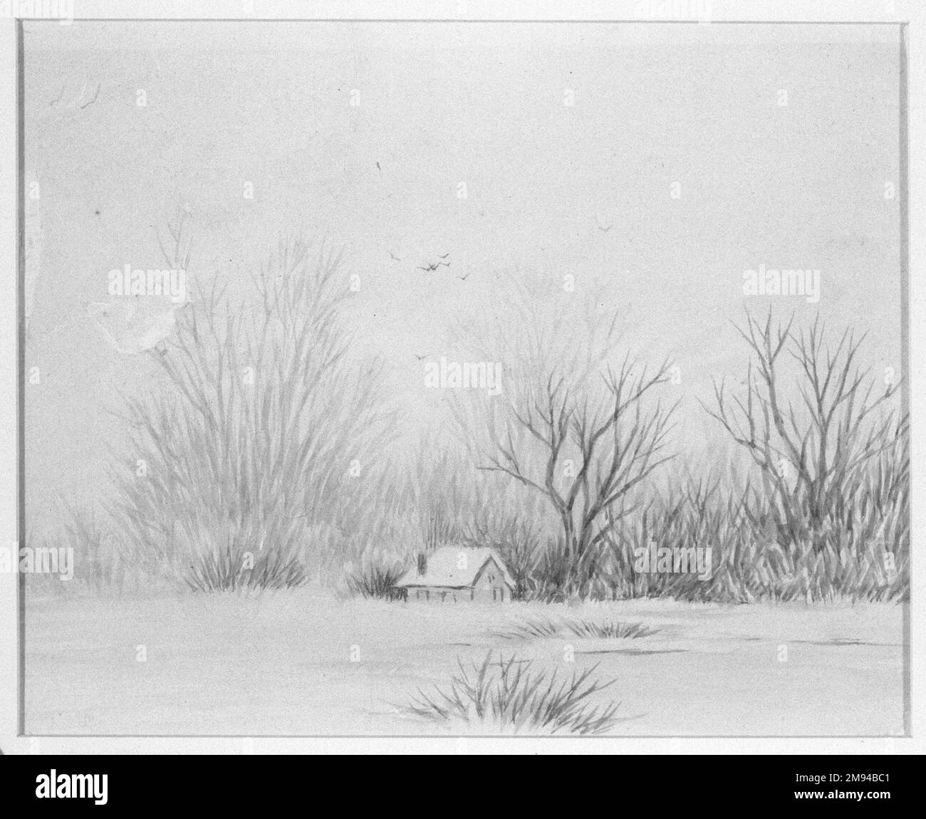 Schneeszene Ralph Albert Blakelock (Amerikanisch, 1847-1919). Aquarelle Amerikanische Kunst Stockfoto