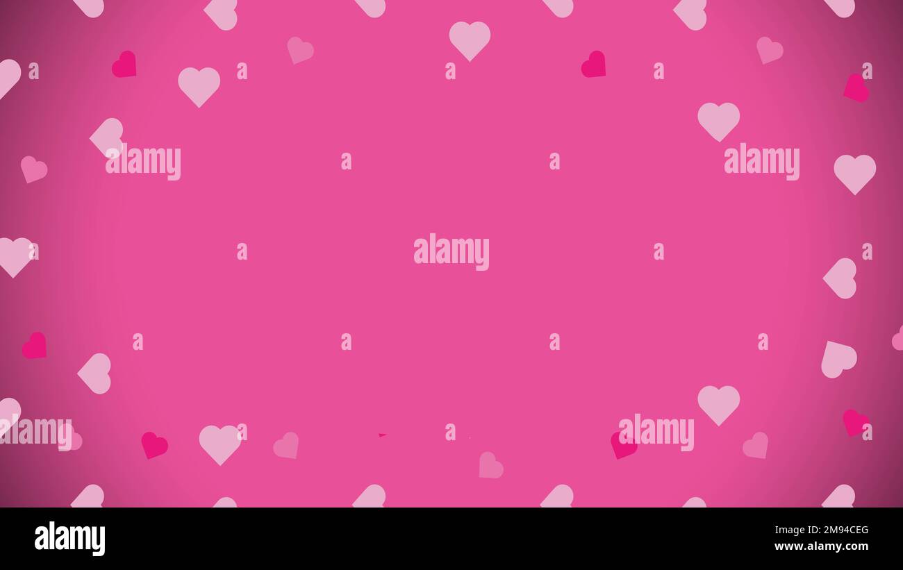Ein hintergrunddesign zum valentinstag mit Herzformen und Farbverlauf. Valentinstag-Banner mit Platz für Textnachricht in der Mitte. Sauber minimal. Stockfoto