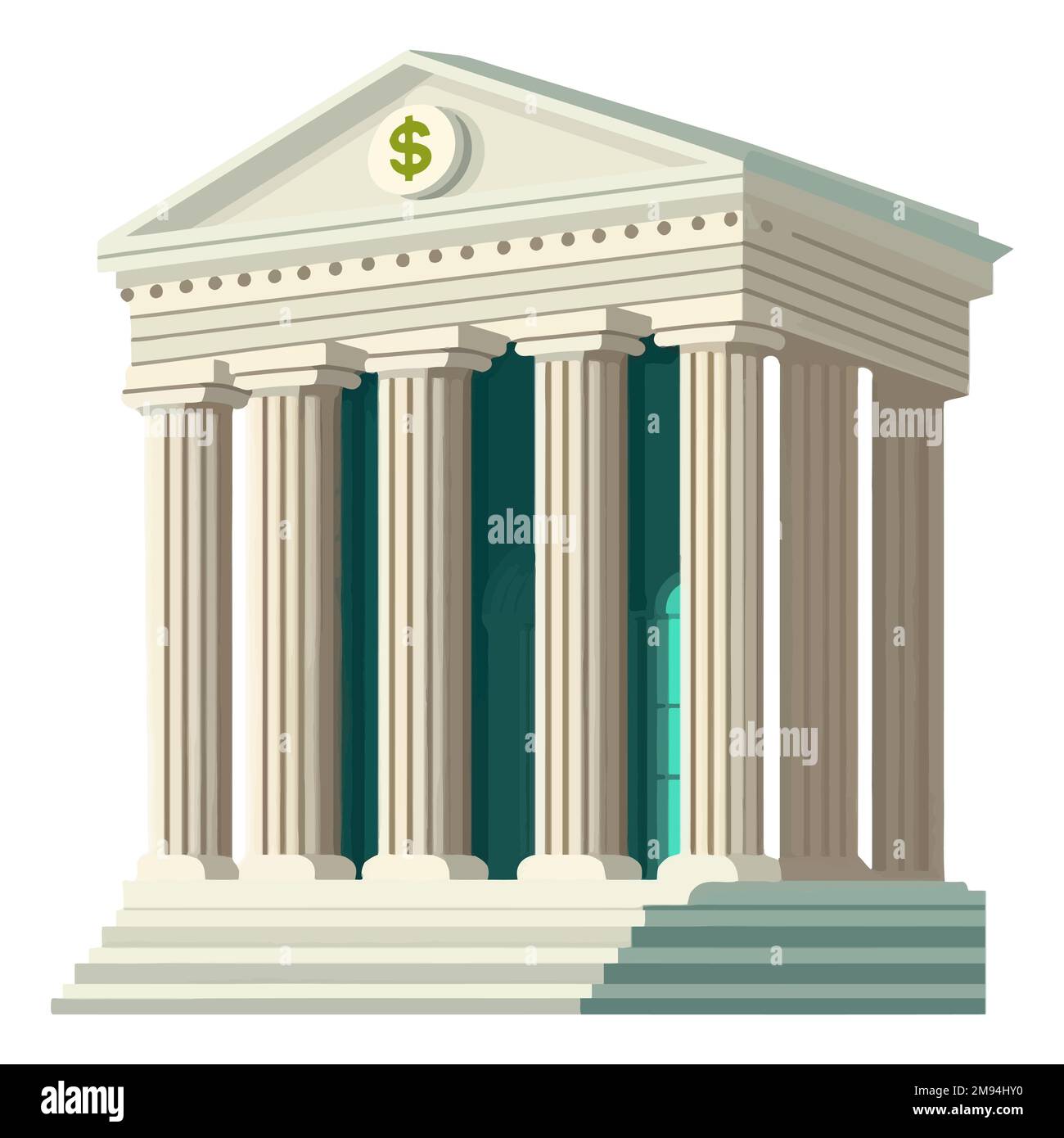 Realistisches großes Bankgebäude im klassischen Stil mit Säulen. Abbildung eines flachen Vektors. Stock Vektor