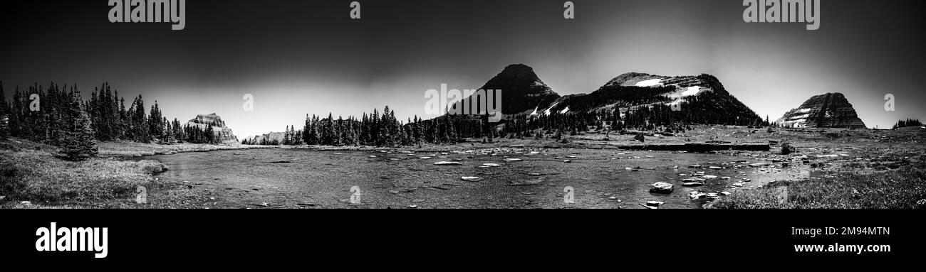 Am Logan Pass im Glacier-Nationalpark, Montana, USA, schmelzendes Wasser. Stockfoto