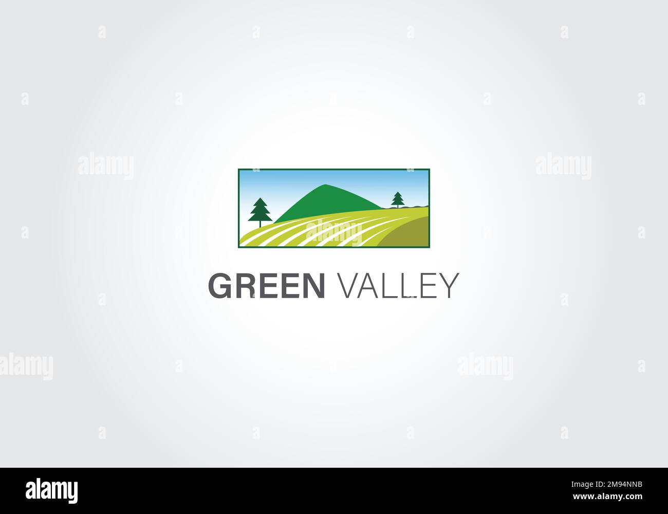 Abstraktes und kreatives Green Valley für Natur- und Landschaftsdesign Logo-Design-Vektor editierbar Stock Vektor