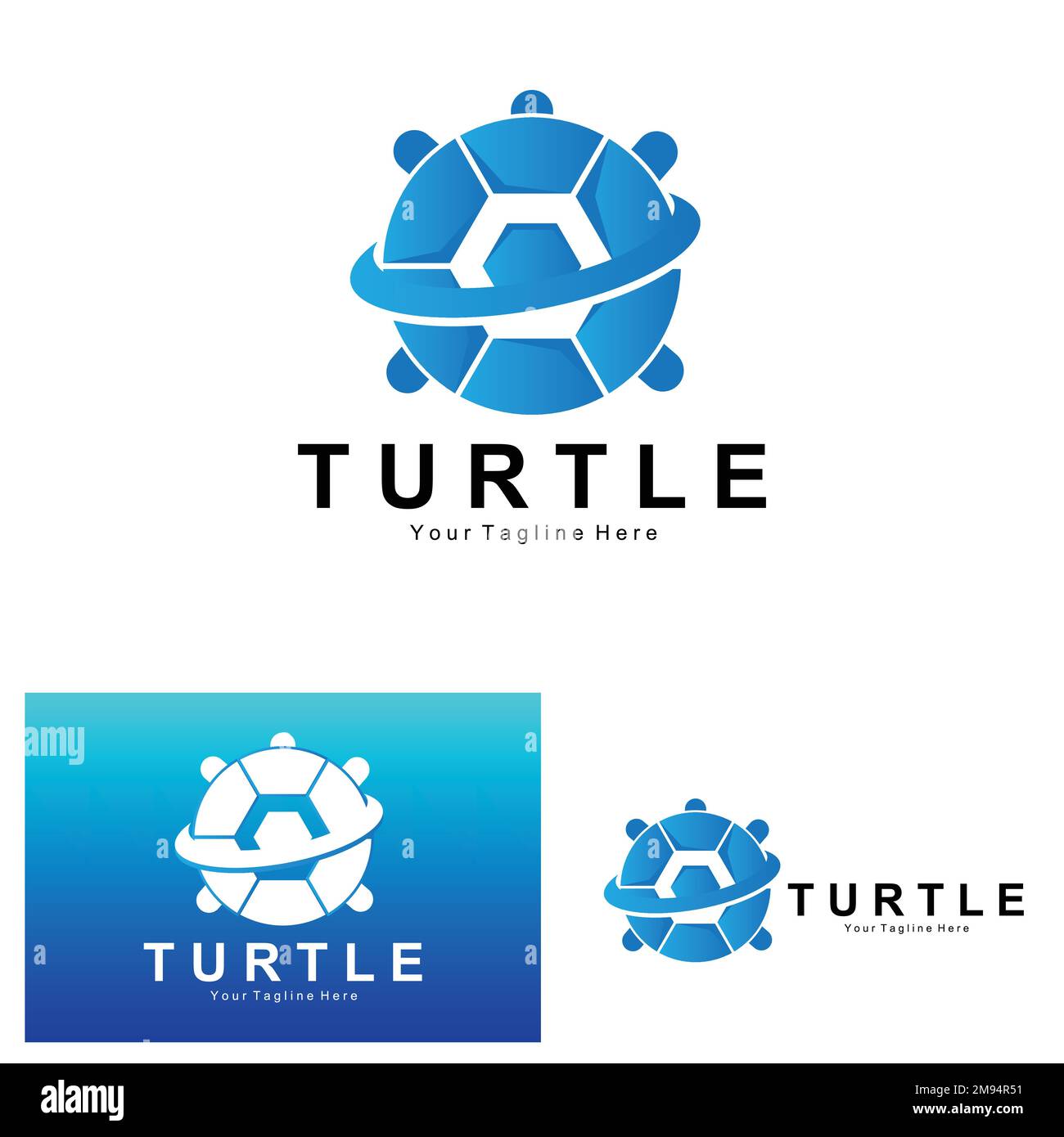 Seeschildkröte Logo Design Geschützte Amphibian Marine Animal Icon Illustration, Vektor Marke Corporate Identity Stock Vektor