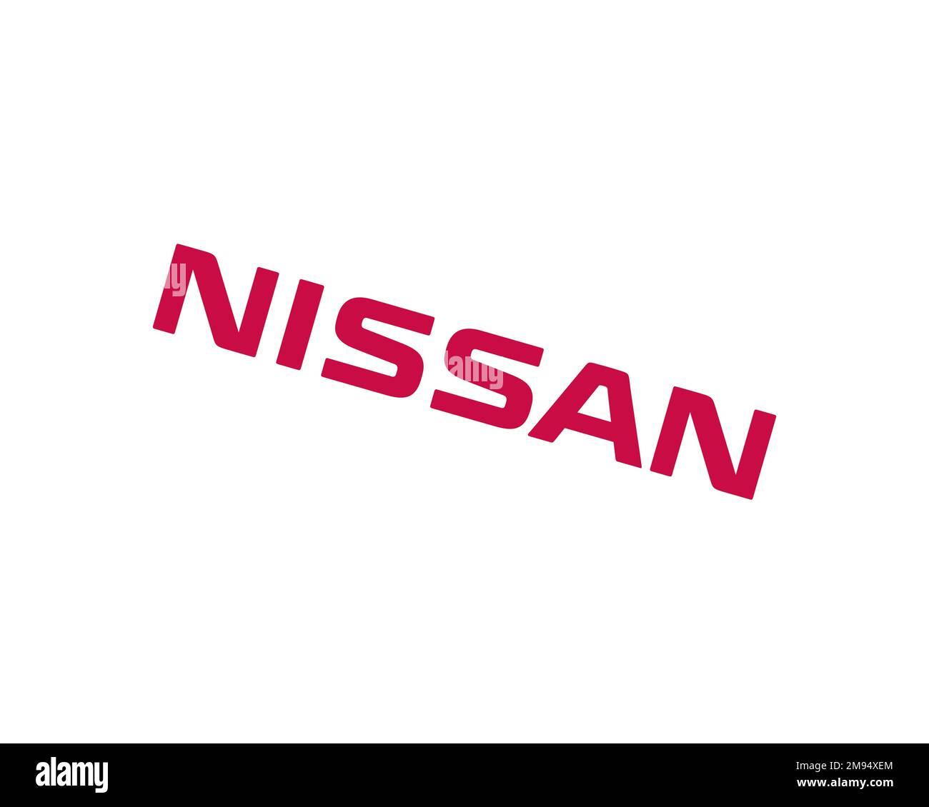 Nissan Neuseeland, gedrehtes Logo, weißer Hintergrund B Stockfoto