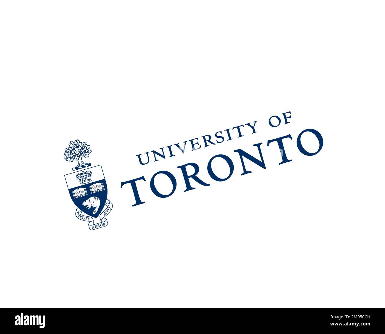 University of Toronto, gedrehtes Logo, weißer Hintergrund Stockfoto