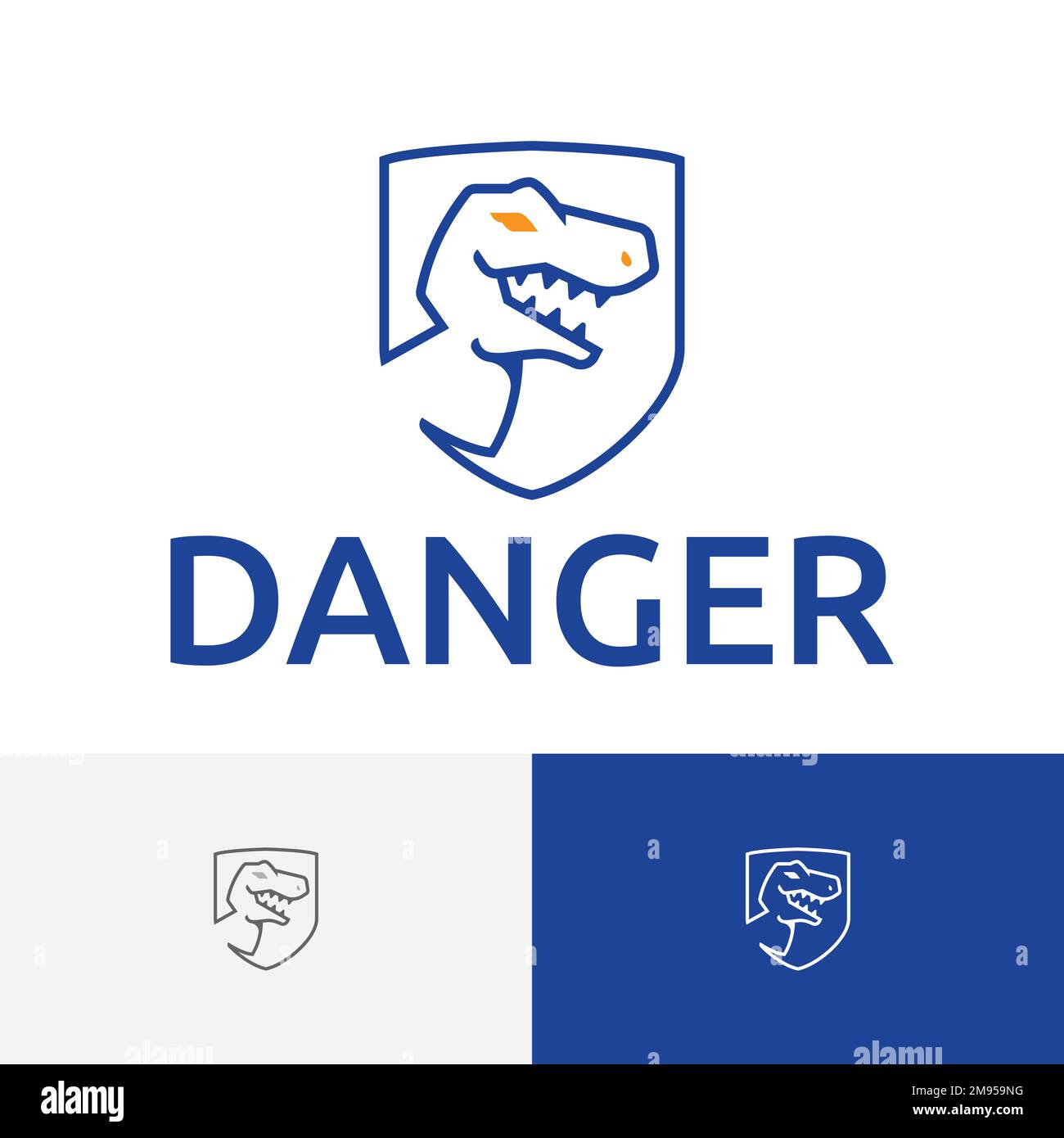 „Danger Wild Animal“-T-rex Dinosaur Adventure Park Line Logo Stock Vektor