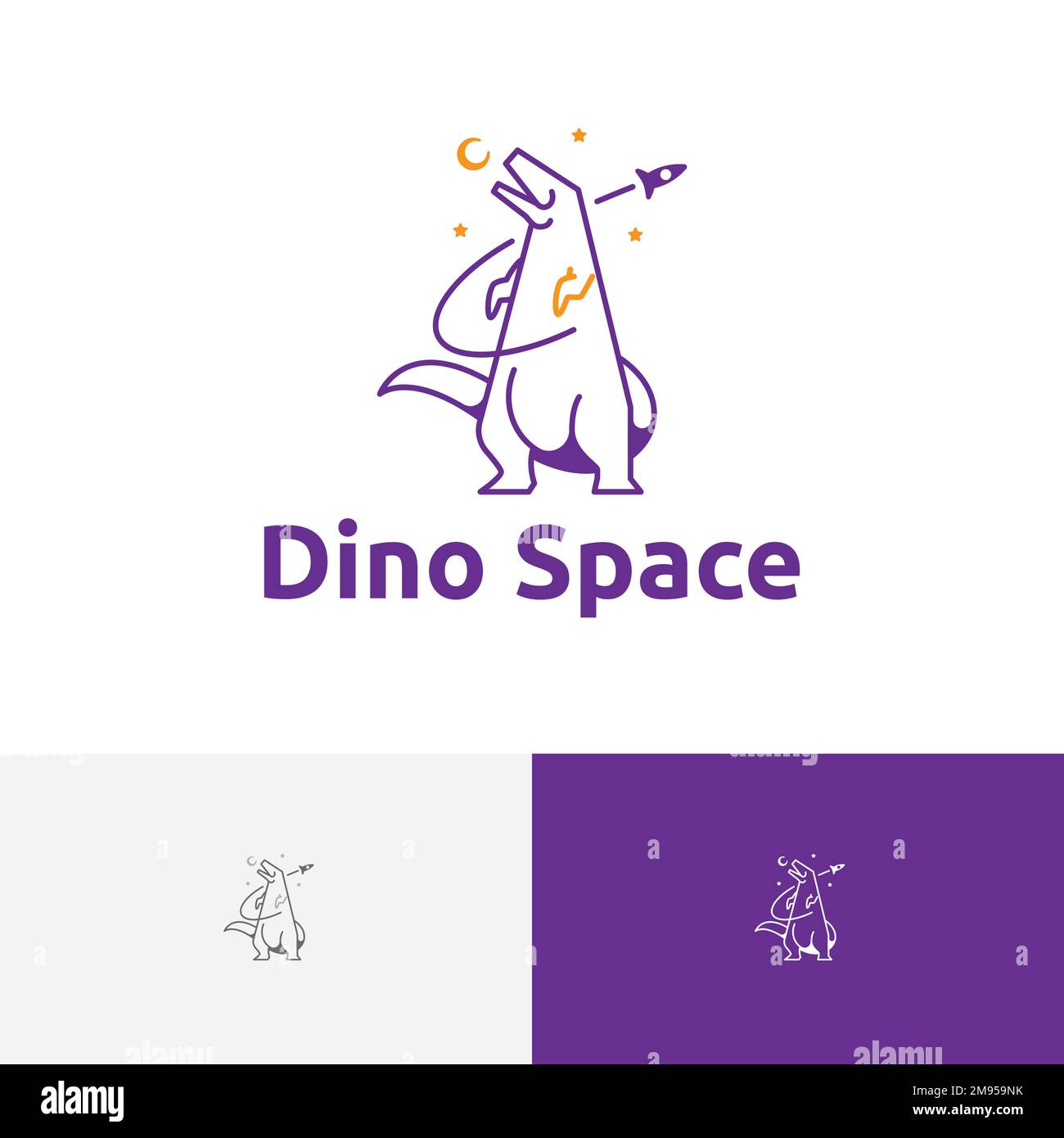Dino Space Craft Schiff T-rex Dinosaur Sky Cool Logo Stock Vektor