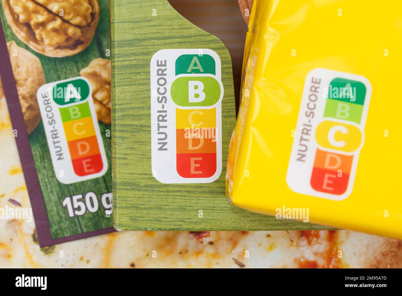 Nutri-Score Nährwertkennzeichnung Symbol gesunde Ernährung für Lebensmittel Nutri-Score Stockfoto